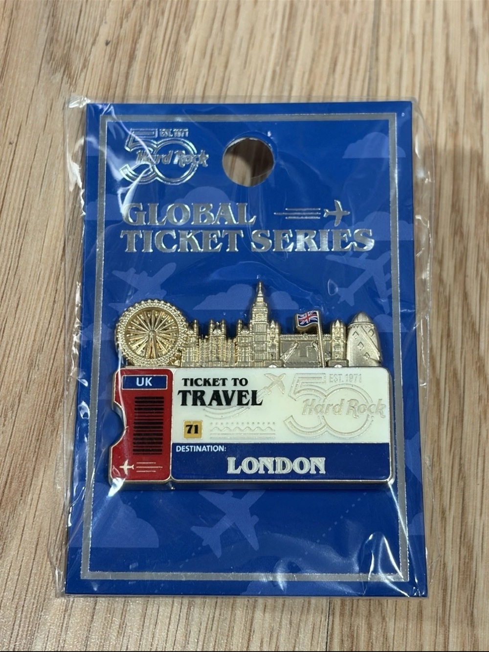 Hard Rock Cafe London 50th Anniversary Ticket To Travel 2021 Pin LE 425 New